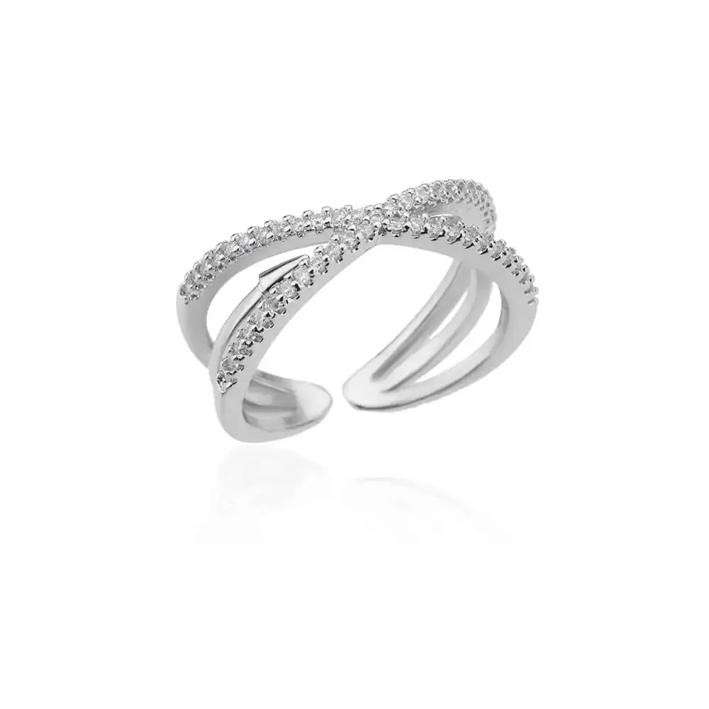 Zircon Geometric Rings For Women Gold Color Stainless Steel Opening Ring Luxury Wedding Party Aesthetic Jewerly Gift Femme 2024