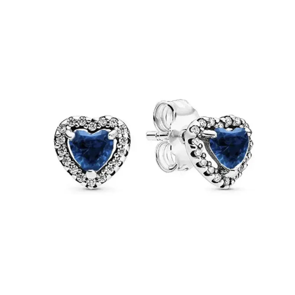New S925 Silver Heart Stone Stud Earrings Suitable for Valentine's Day, Mother's Day, Anniversary Gift DIY Charm Jewelry