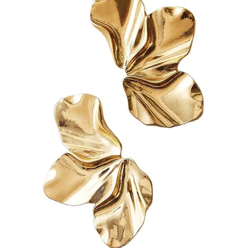 Obega Geometric Fuchsia Stone Earrings  Warm Gold Color Flower Shape Women Earring Stud Party Beach Jewelry For Girls