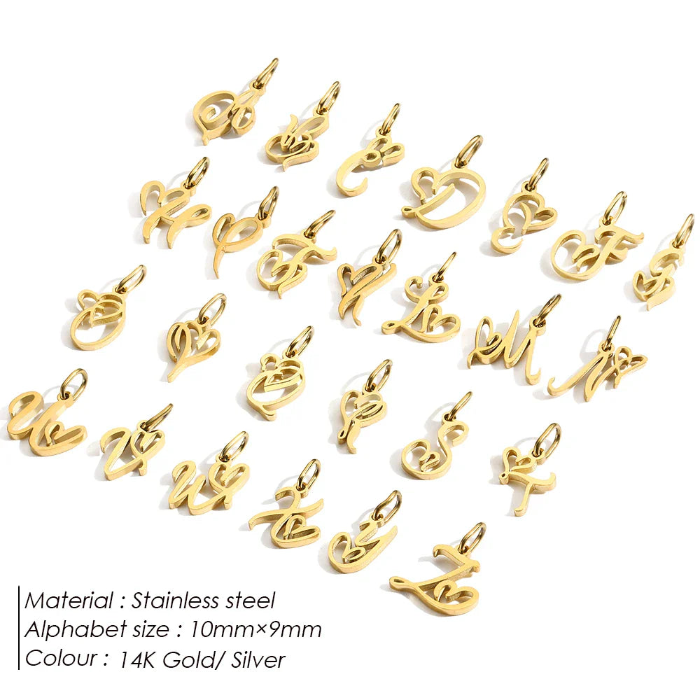 SUNIBI Heart Art Initial Alphabet Pendant DIY Name Customized Birthday Gift Stainless Steel Women Fashion Jewelry A-Z Wholesale