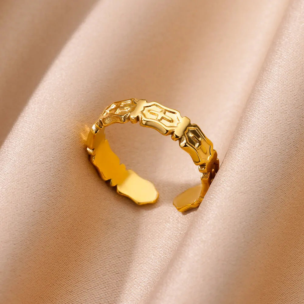 Gold Color Stainless Steel Multi Layer Rings for Women Hollow out Open Finger Ring Fashion Wedding Party Jewelry Gift 2024 New