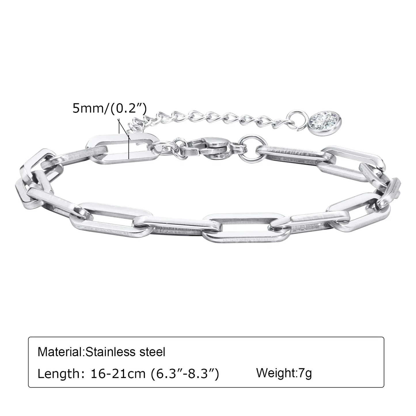 Women Chain Bracelet Silver Color, Stainless Steel Link Stackable Bracelets, Layered Fashion Accessories Gifts