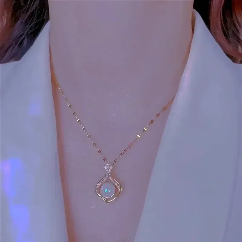 New Fashion Simple Silver Color Love Heart Pendant Necklace Charm Chain Collares Necklace for Women Party Jewelry Daily Wear