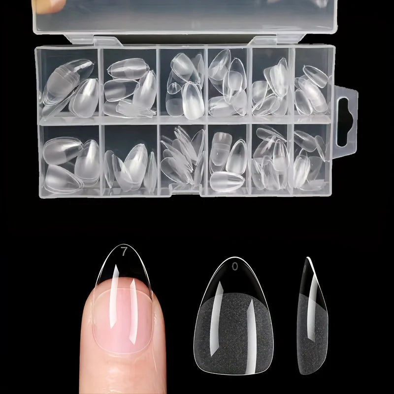 120Pcs Full Cover Press On Nail Tips Stiletto Almond Square Coffin French False Fake Soak Off Gel Nail Extension Tips Capsule