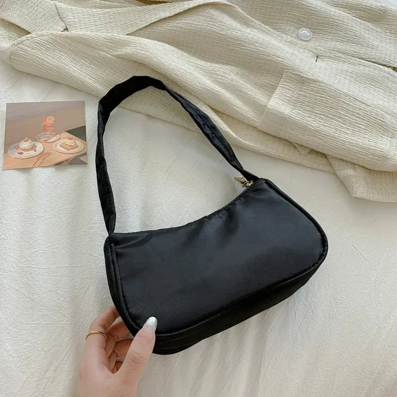 Retro Soft PU Leather Women Shoulder Underarm Bags Casual Solid Color Small Top-Handle Handbags Ladies Fashion Shoulder Bags
