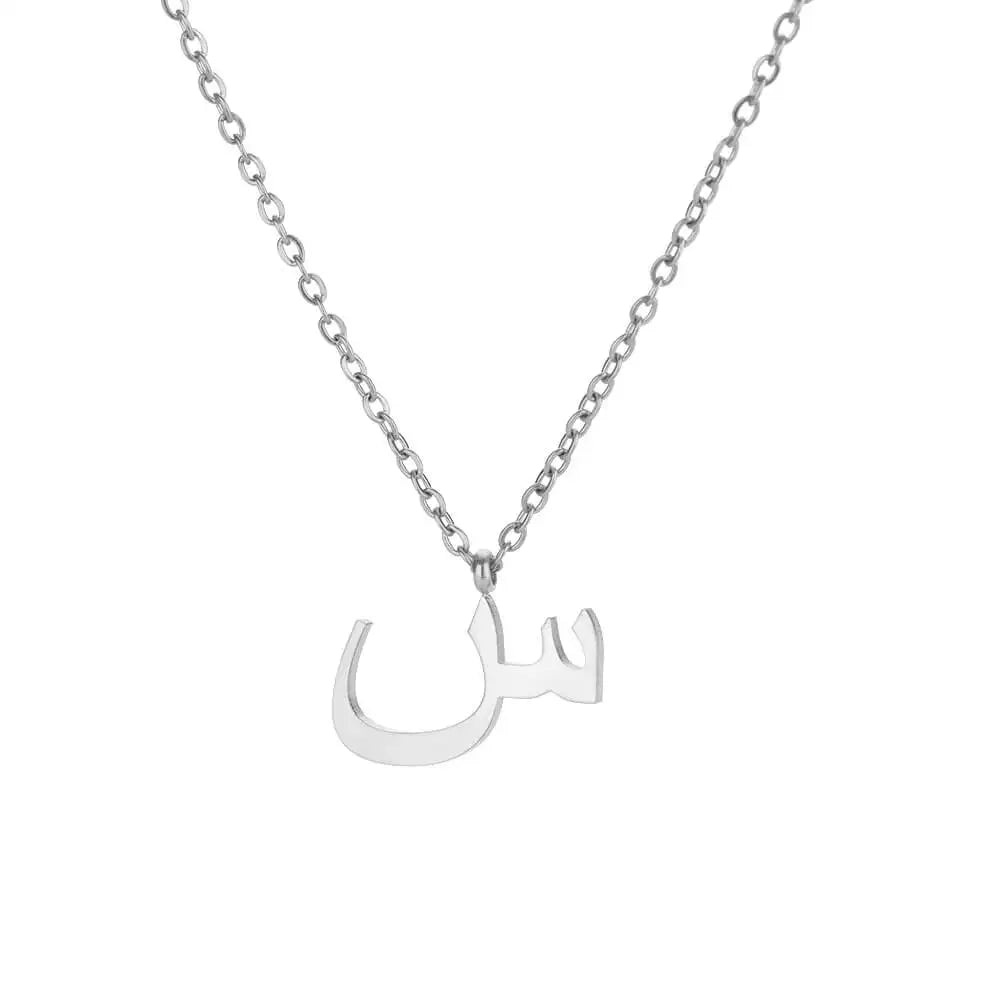 Arabic Letter Name Pendant Necklace For Women Stainless Steel Inital Chain Choker Collar Necklace 2024 Wedding Jewelry bijoux