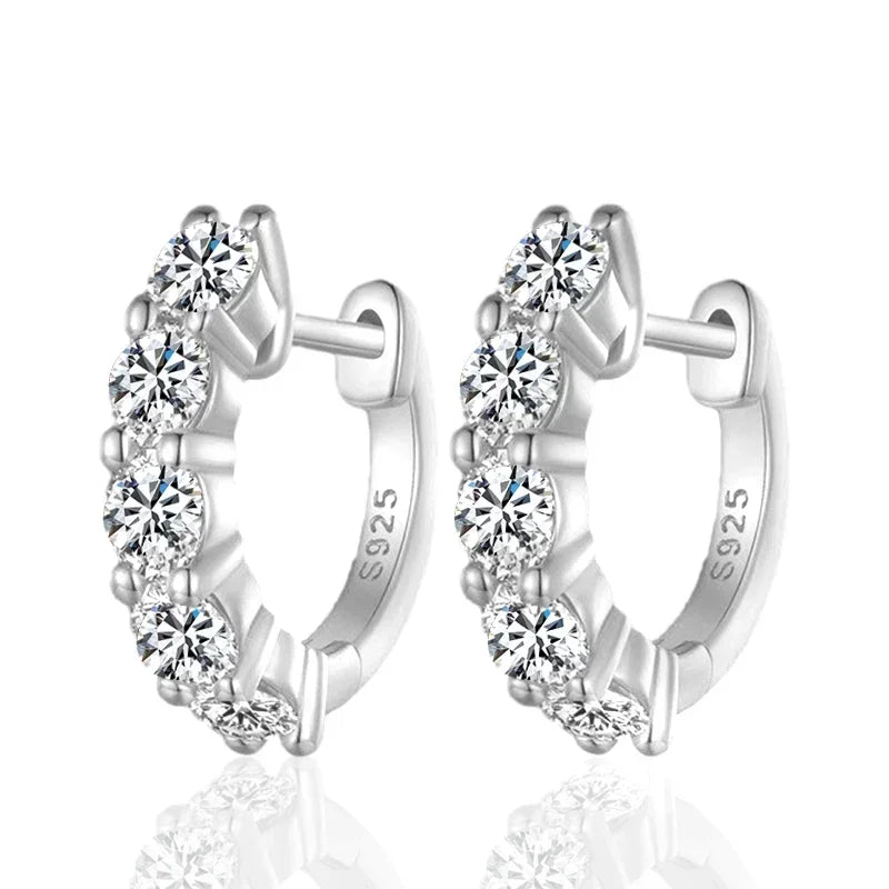 NeeTim 3mm D Color Moissanite Earrings 925 Sterling Silver Plated White Gold Hoop Earring for Women Wedding Party Fine Jewelry