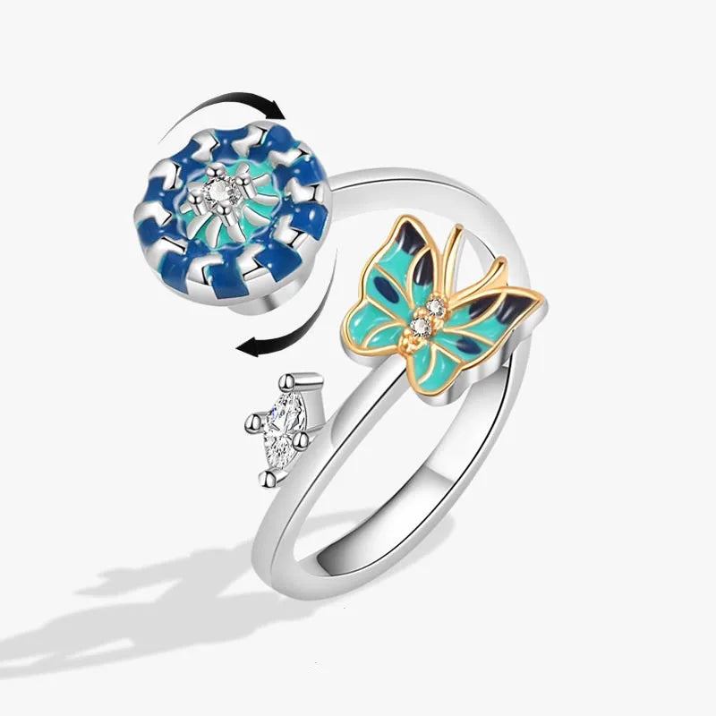 Rotating Anxiety Knuckle Ring For Women Spinner Fidgets Cute Animal Butterfly Flower Anti Stress Ring Party Jewelry Gifts Anillo