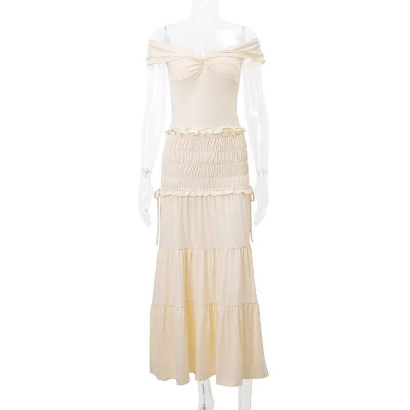 2 Piece Set Women Vacation Ruffle Beach Holiday Outfits