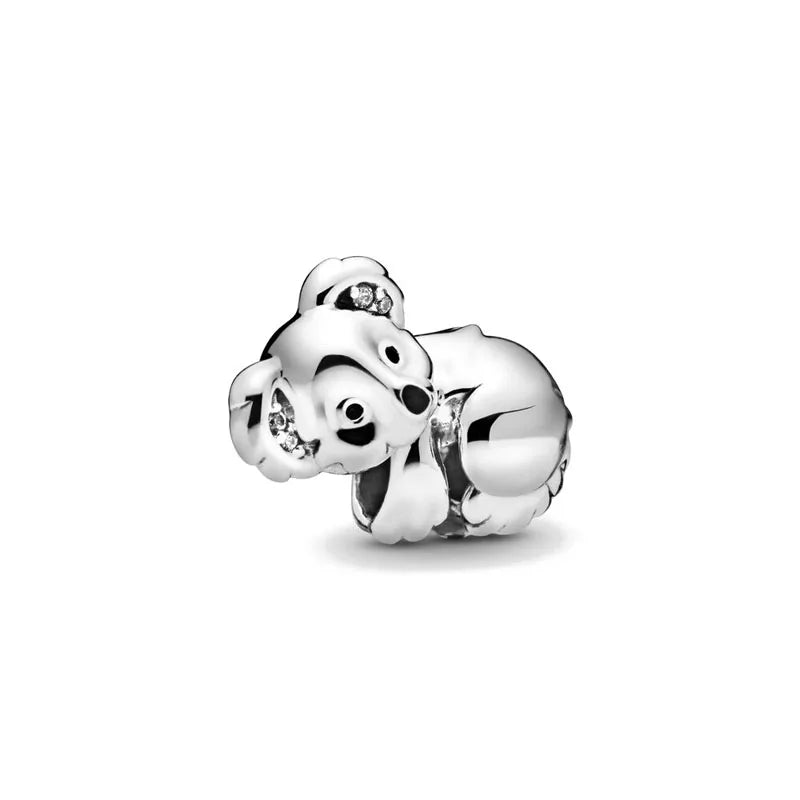 European New 925 Sterling Silver Spring New Pink Flower Ballon Cat Diy Beads Charm Fit European S925 Bracelet Bangles