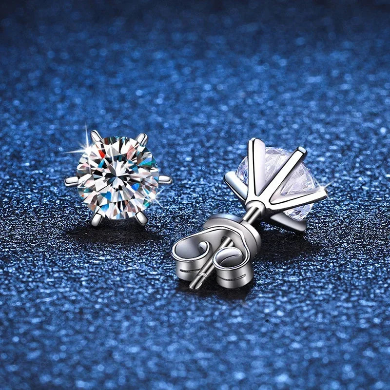 NeeTim 0.3-2CT Moissanite Stud Earrings For Women Screw Thread Ear Studs 925 Sterling Silver Wedding Jewelry Pass Diamond Test