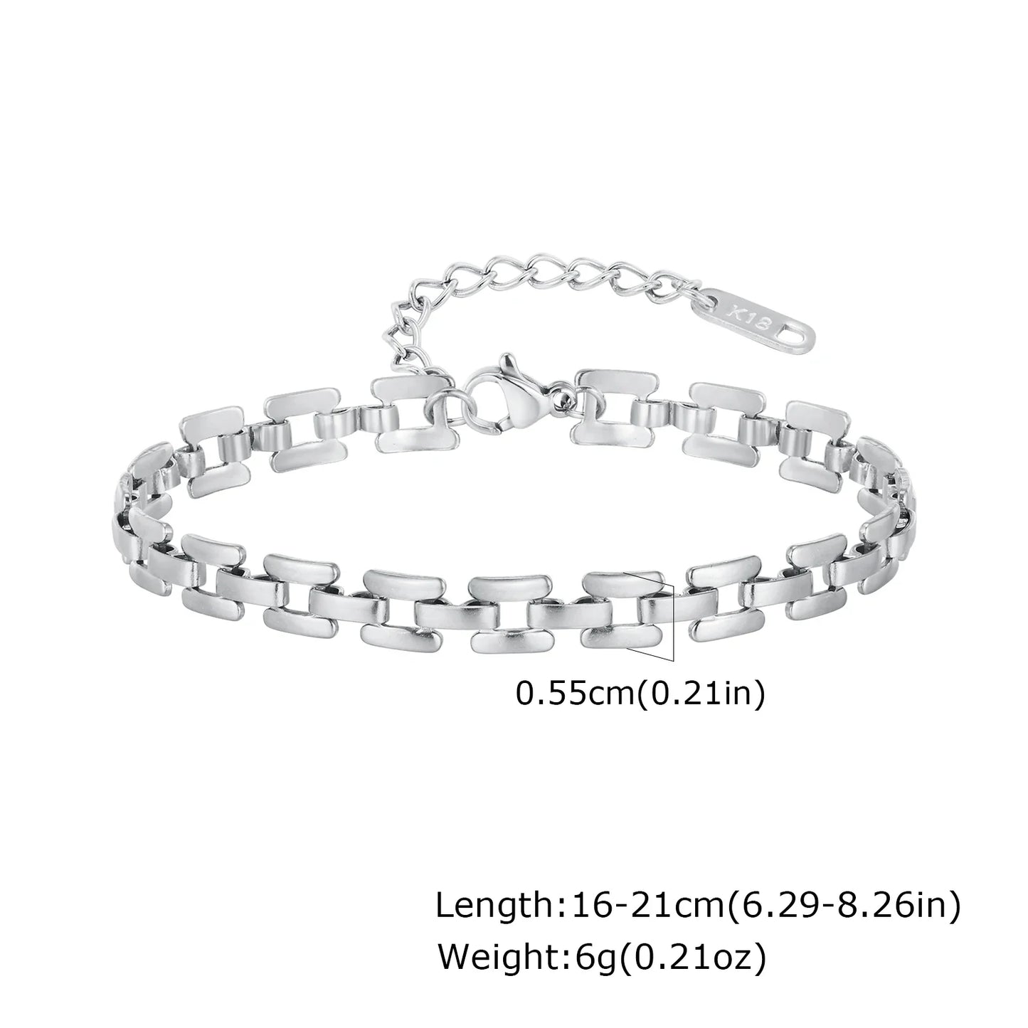 Women Chain Bracelet Silver Color, Stainless Steel Link Stackable Bracelets, Layered Fashion Accessories Gifts