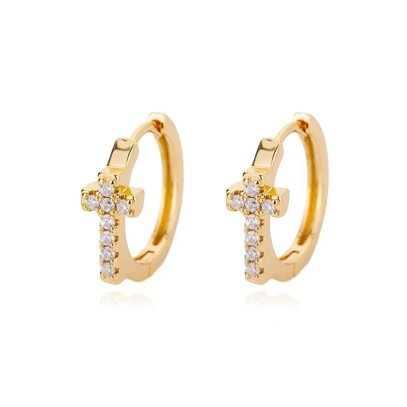 Zircon Cross Dangle Earrings For Women Girls Stainless Steel Cross Earring 2023 Trending Couple Wedding Aesthetic Jewelry aretes