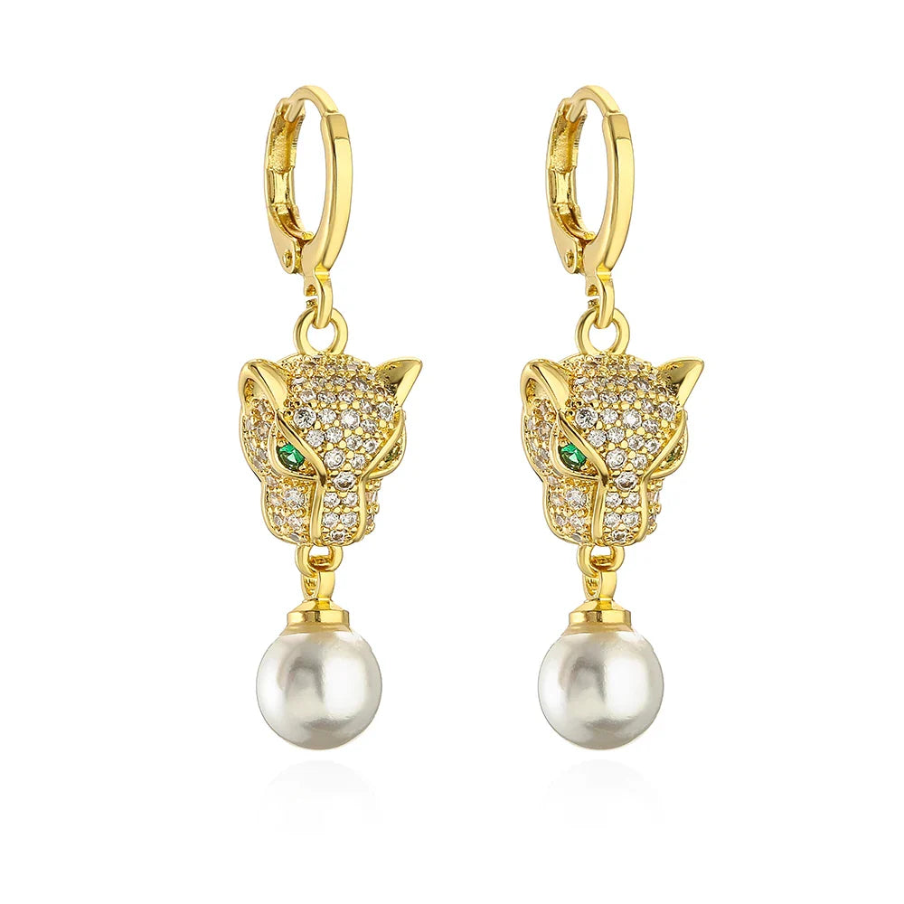 NEWBUY Fashion Gold Color Animal Dangle Earrings For Women Unique Design Leopard Earring Statement Female Party Jewelry