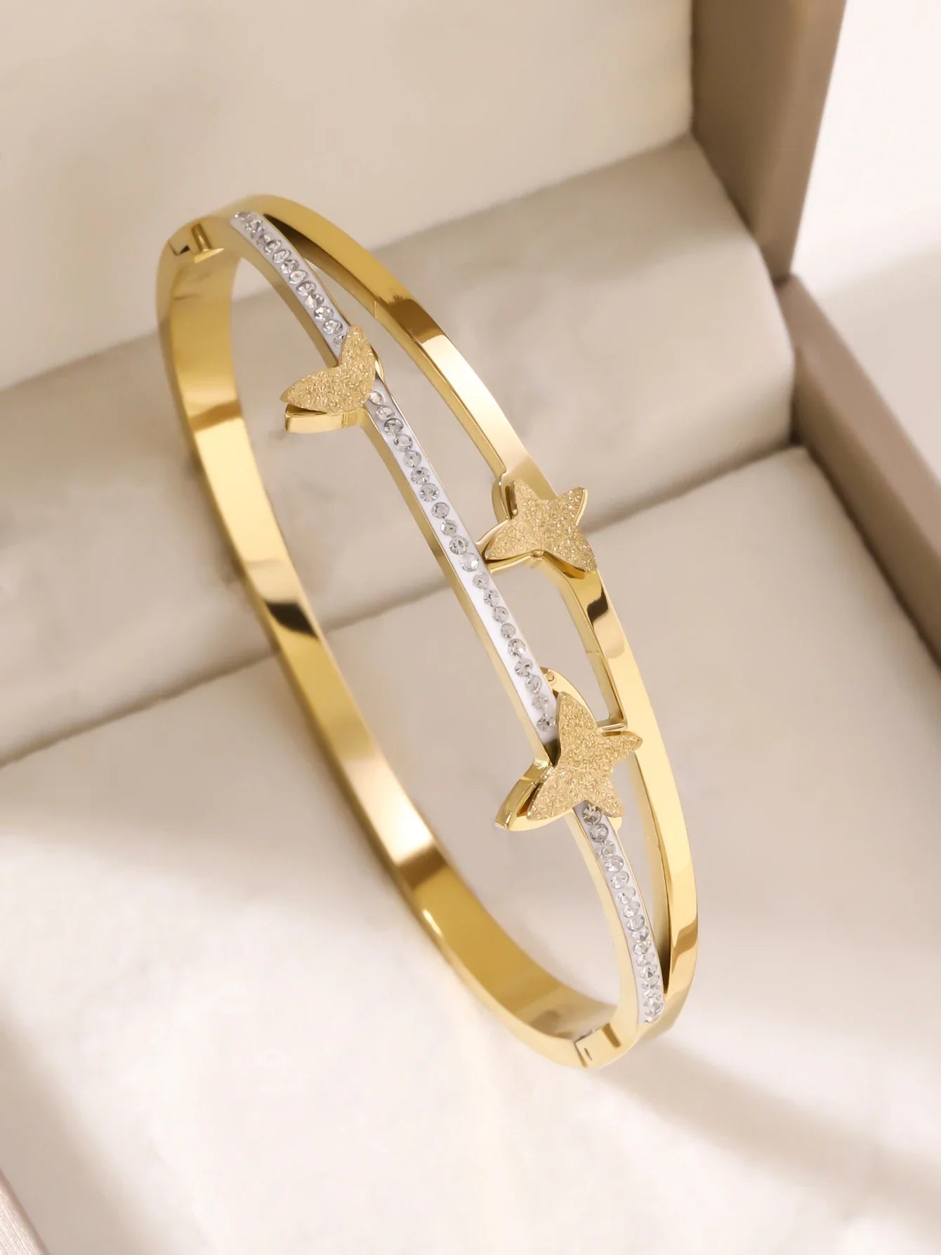 1pieces/set women's wedding jewelry party holiday Valentine's Day gift stainless steel bracelet plated with 18K gold bracelet