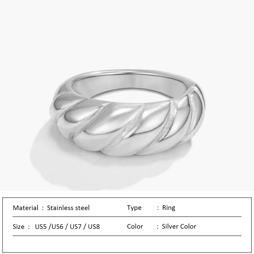 SUNIBI Stainless Steel Ring for Women And Men Classic Gold Color Simple Fashion Style Texture Rings Couple Wedding Jewelry