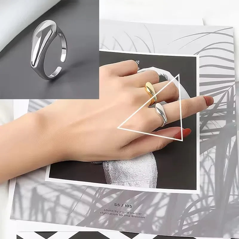 VENTFILLE 925 Sterling Silver Rings INS Fashion Hip Hop Vintage Couples Hollow Lines Punk Thai Silver Party Adjustable  Jewelry