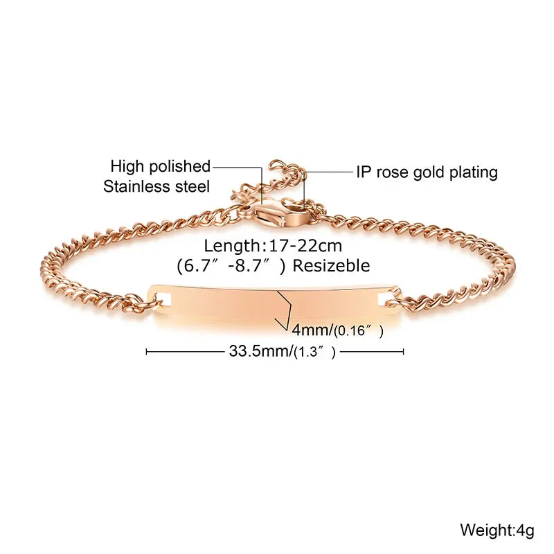 Vnox Minimalist Personalize Engrave Stainless Steel Thin Bar Bracelets for Women Lady Custom Friendship Bridesmaid Gifts Jewelry
