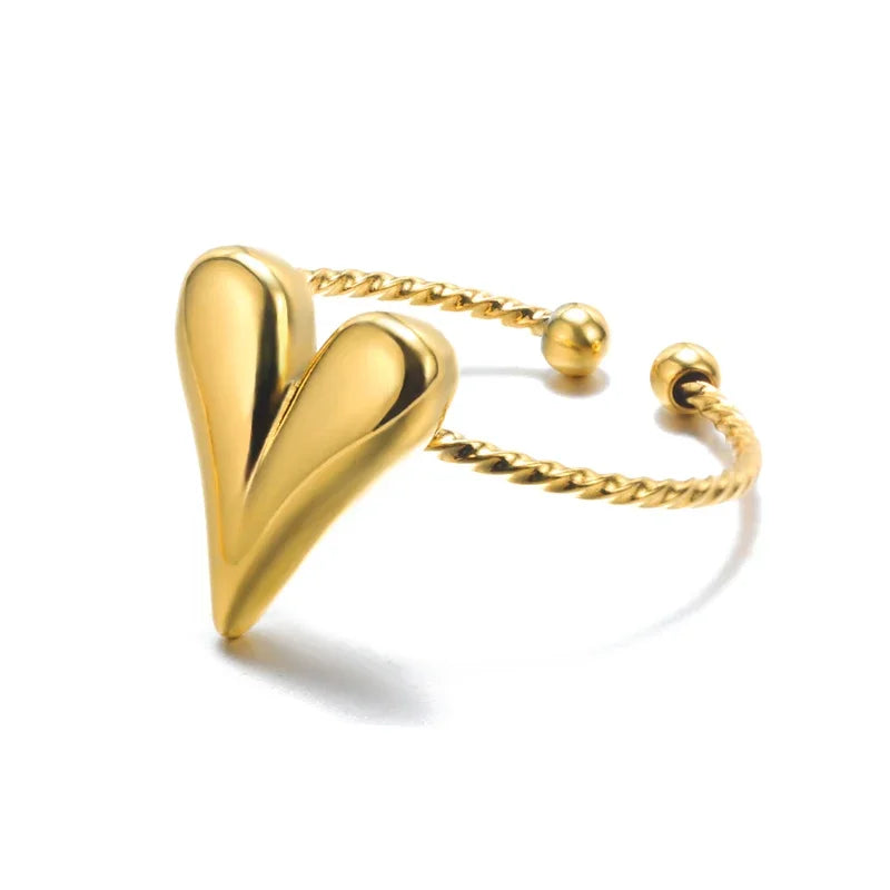 Elegant Stainless Steel Big Bloom Flower Rings For Women Gold Color Sun Starfish Open Ring Finger Jewelry Wedding Her Gift Punk