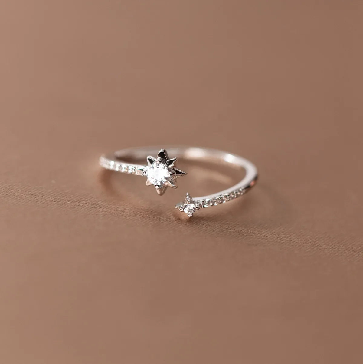925 Sterling Silver Zircon Star Adjustable Rings For Women High Quality Jewelry Accessories Wholesale  Jewellery Argent 925