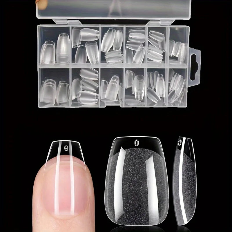 120Pcs Full Cover Press On Nail Tips Stiletto Almond Square Coffin French False Fake Soak Off Gel Nail Extension Tips Capsule
