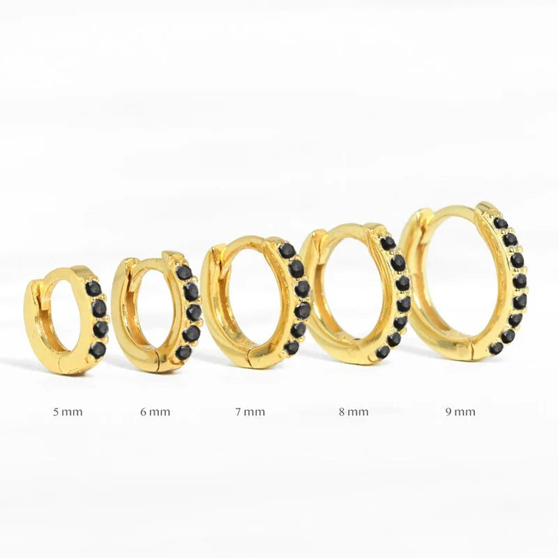 2PCS Stainless Steel Minimal Crystal Zirconia Hoop Earrings Gold Silver Color Small Huggie Cartilage Earring Piercing Jewelry