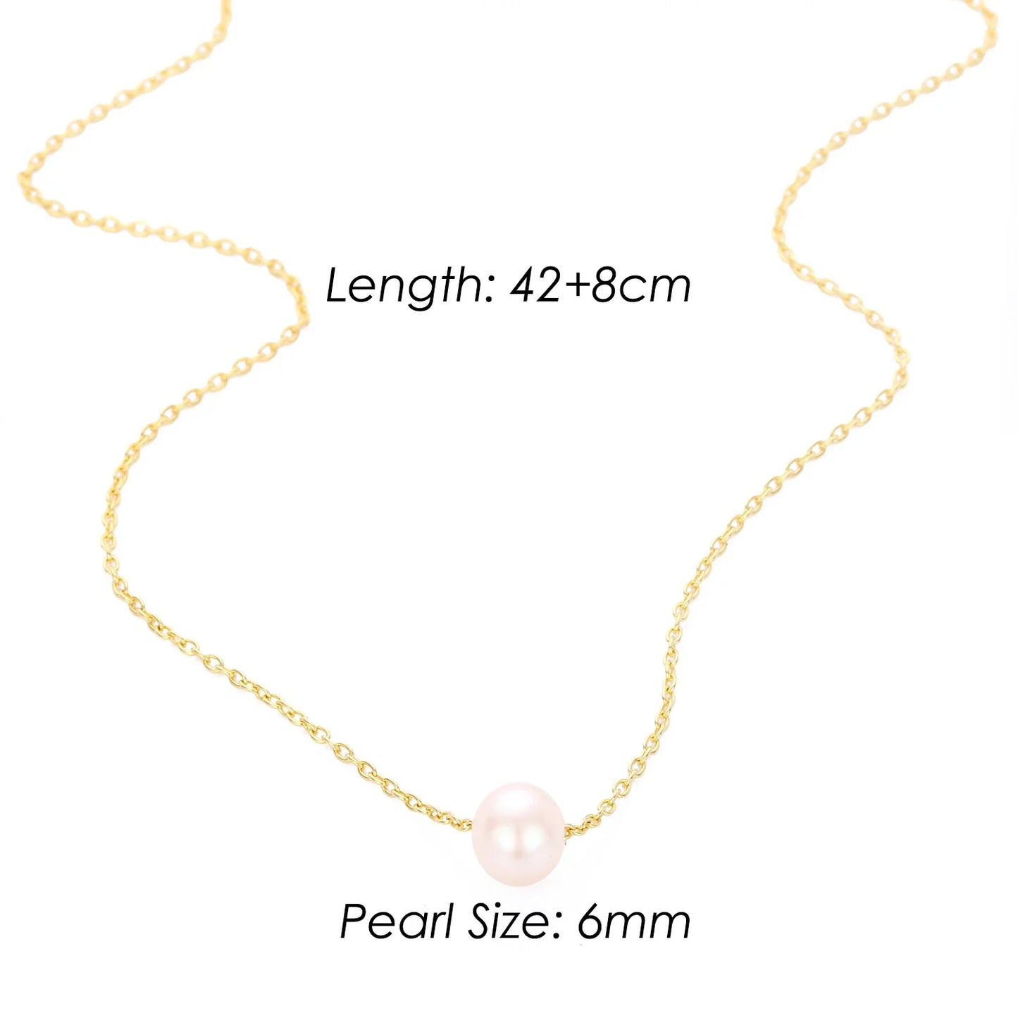 4MM Simulated-pearl Pendant Necklace for Women Dainty Stainless Steel Gold Color Necklace Women