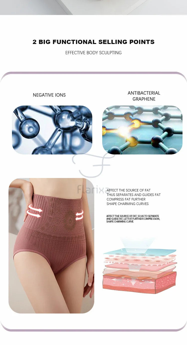 Flarixa High Waist Seamless Shaping Briefs Slimming Panties Women Faja Postpartum Abdominal Pants Body Shaper Underwear Slimmer