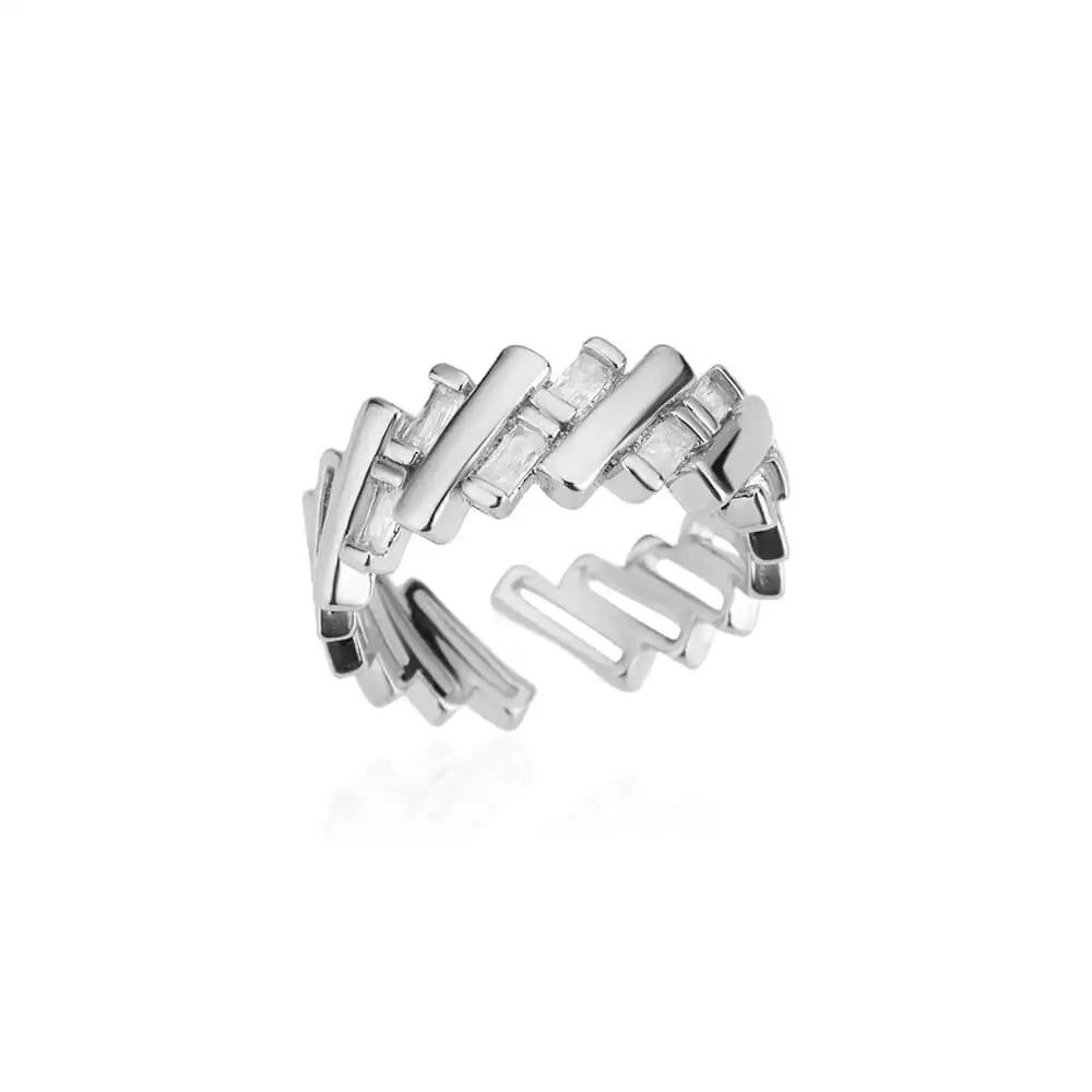 Zircon Bar Rings For Women Gold Plated Stainless Steel Bar Opening Ring 2023 Trending Luxury Wedding Aesthetic Jewelry anillos