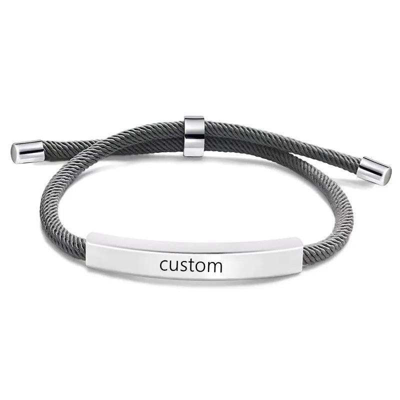 Personalized Men's Bracelet Customized Adjustable Bangle Stainless Steel Name Any Text Engraved Bracelet Birthday Gift for Him