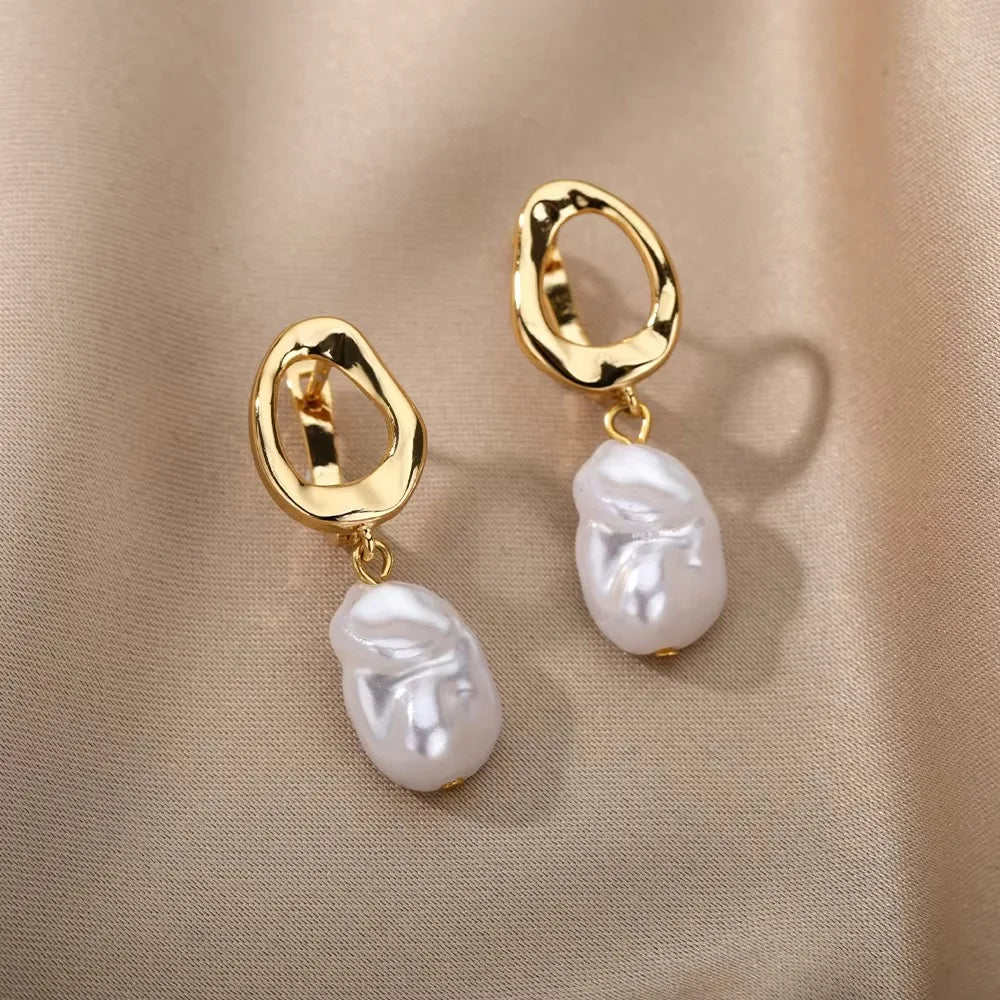 Butterfly Zircon Stainless Steel Pearl Earrings For Women Gold Plated Piercing Earring Aesthetic Luxury Jewelry Gift 2023 New