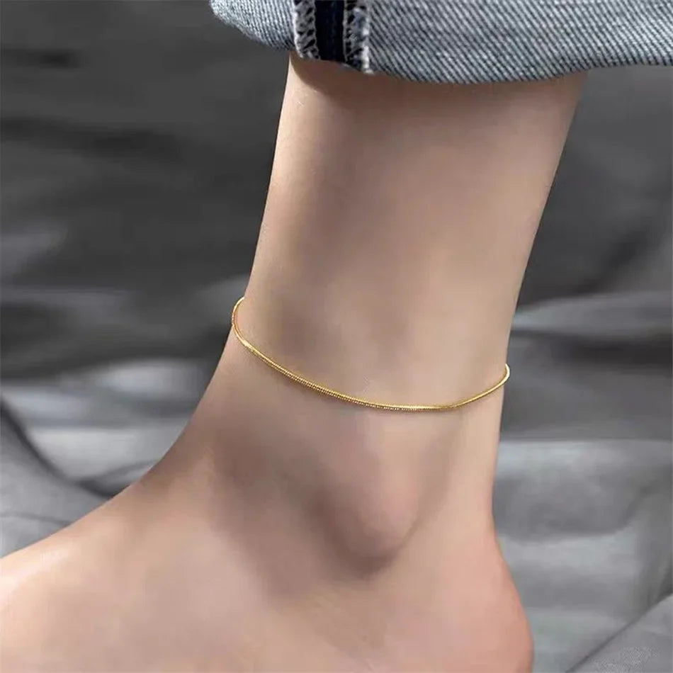 SUNIBI Stainless Steel Snake Chain Anklet for Women Not Allergic Adjustable Sexy Leg Foot Bracelet Gifts Accessorie Dropshipping