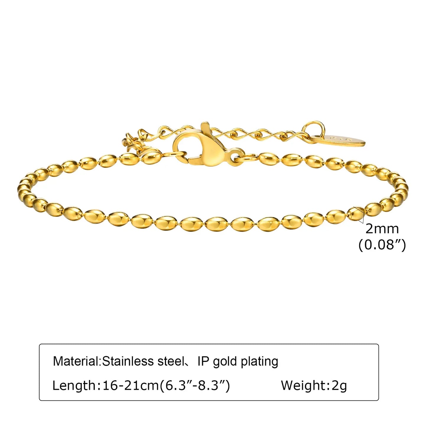 Non Tarnish Stainless Steel Bracelet Gold Plated Stackable for Women, Thin Herringbone Chain Bracelet Waterproof Jewelry Gift