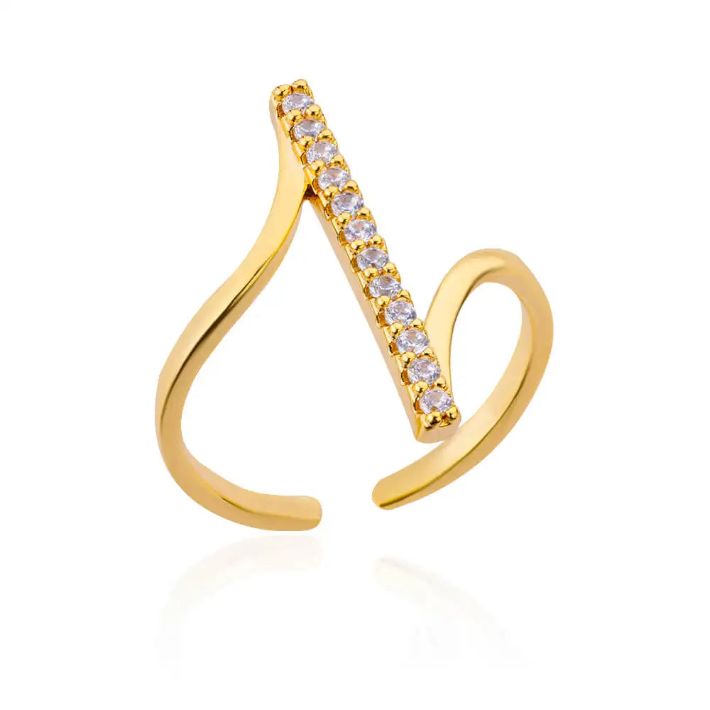 Zircon Geometric Rings For Women Gold Color Stainless Steel Opening Ring Luxury Wedding Party Aesthetic Jewerly Gift Femme 2024