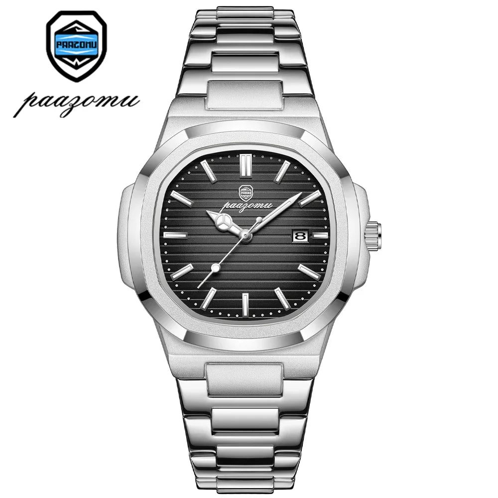 PAAZOMU Top Luxury Brand Man Watch Sports Waterproof Luminous Date Men Wristwatch Square Dial Quartz Men's Watches High Quality