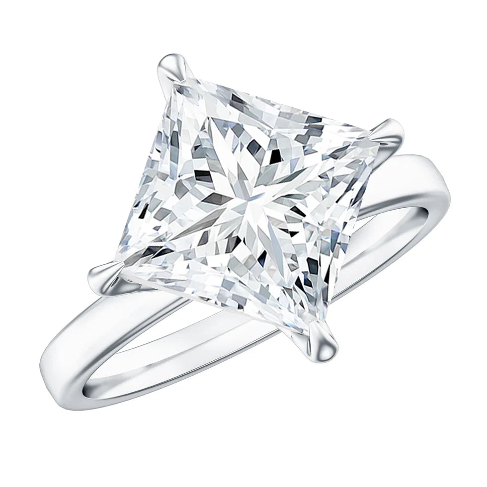 Solitaire 5 Carat Princess Cut Lab Grown Diamond Huge Engagement Ring with IGI Certificate