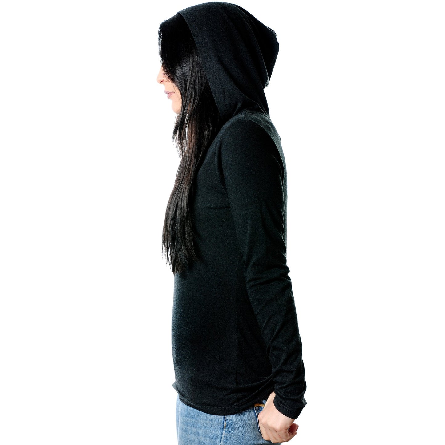 hashtag pierced Black Tapered Long Sleeve Hoodie