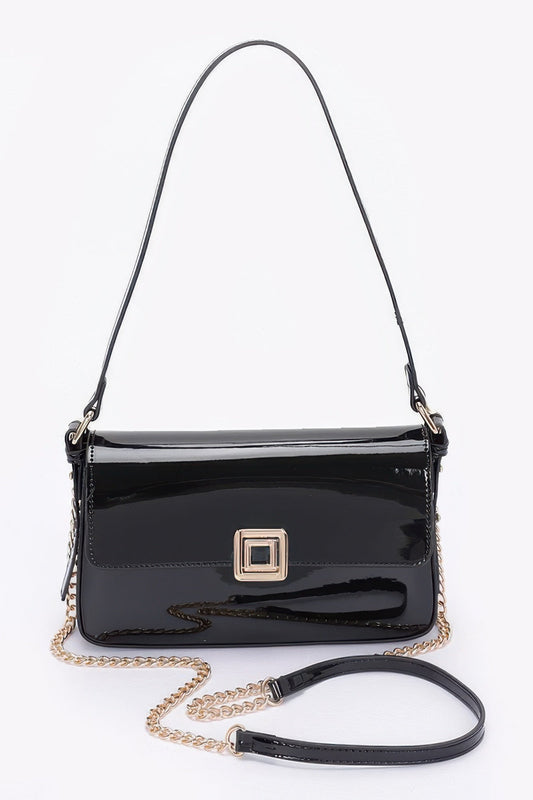 Enamel Flap Shoulder Bag