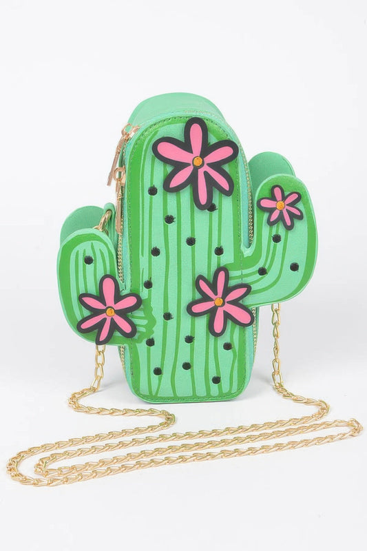 Faux Leather Cactus Crossbody Bag