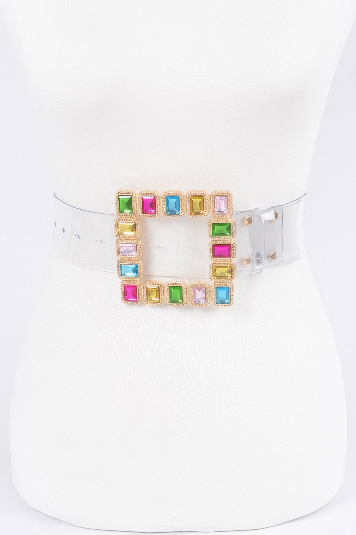 Women's Stone Buckle Faux Leather Belt