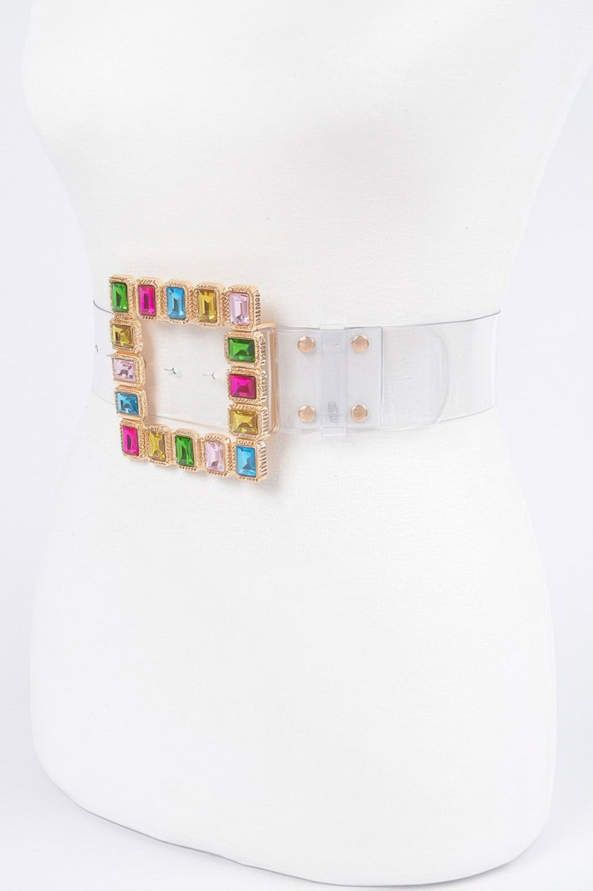 Women's Stone Buckle Faux Leather Belt