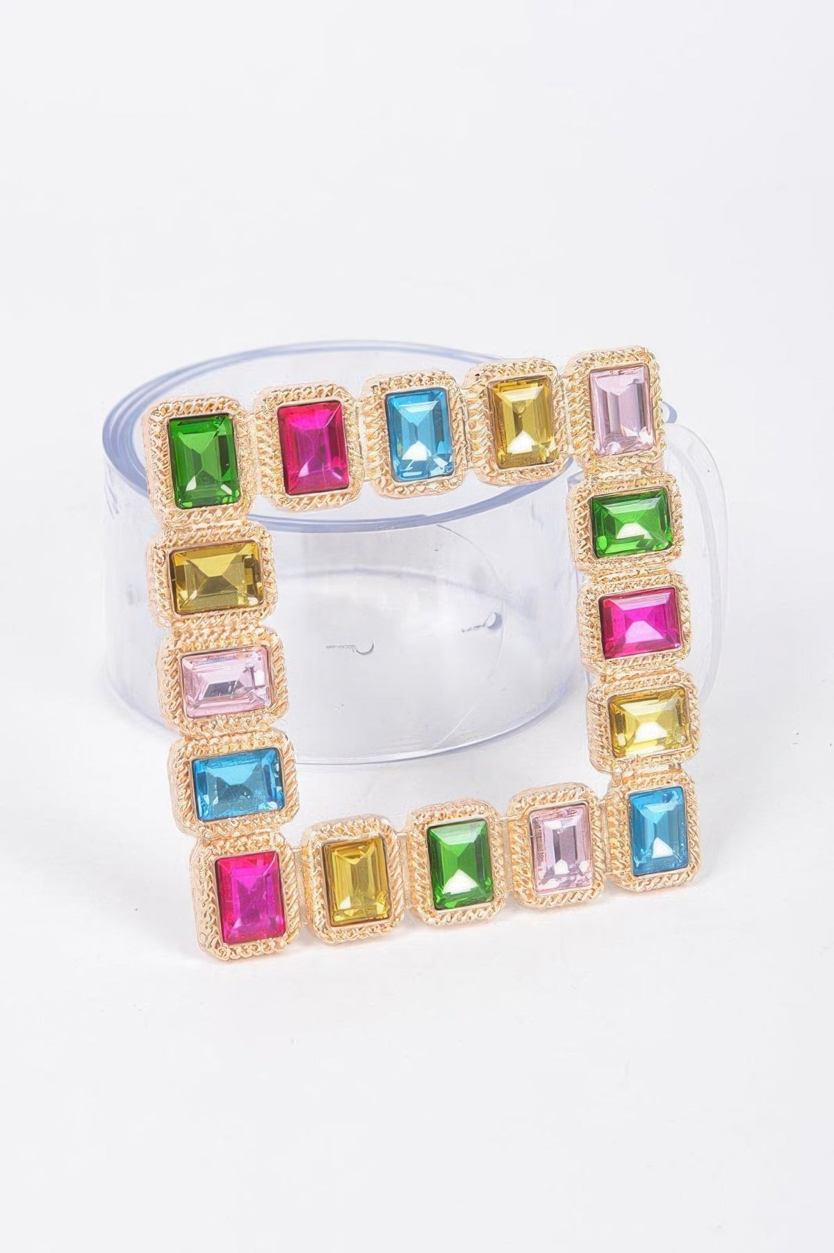 Women's Stone Buckle Faux Leather Belt