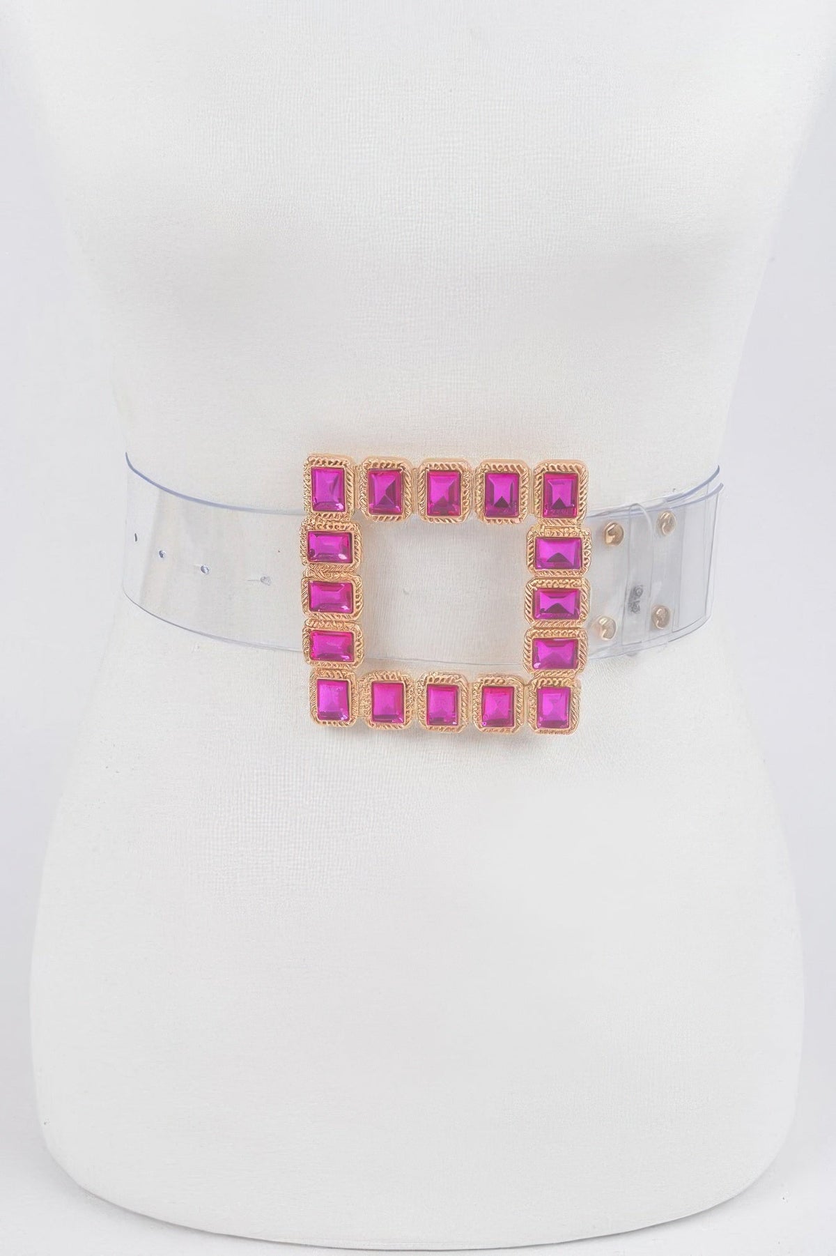 Women's Stone Buckle Faux Leather Belt