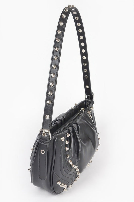 Faux Leather Stud Shoulder Bag