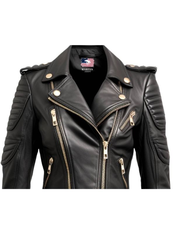 Women Black Quilted Designer Leather Jacket