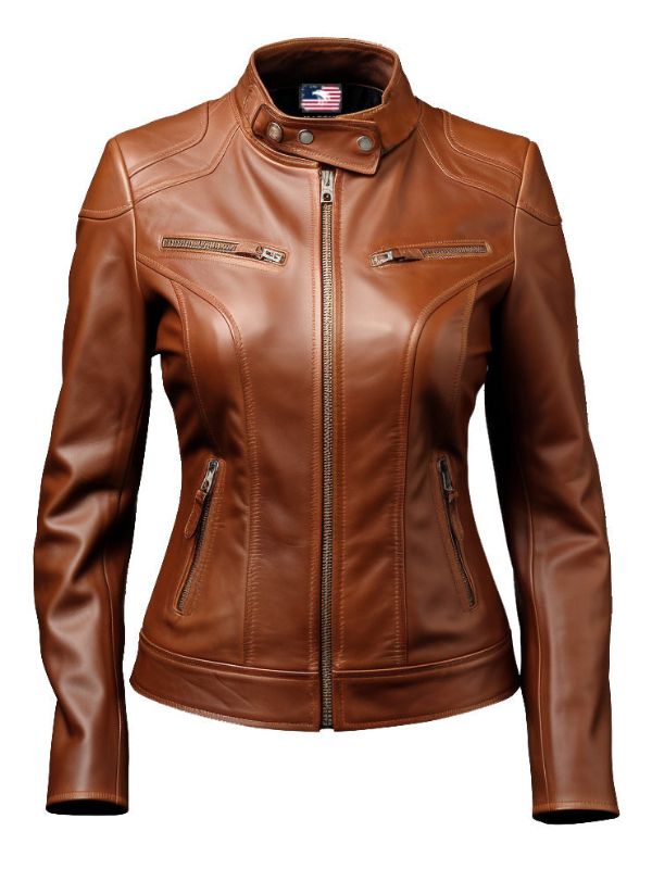 Women Brown Designer Leather Jacket
