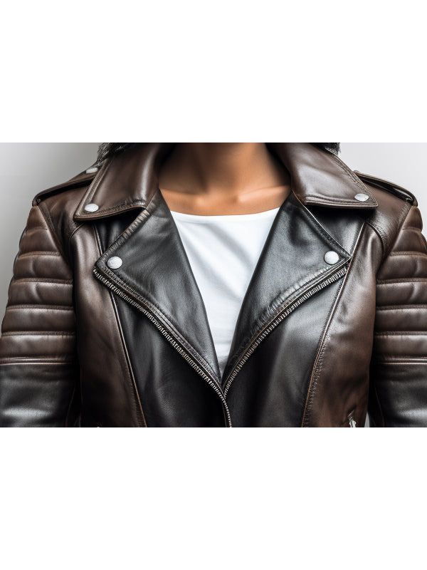 Women Classy Designer Brown Leather Jacket (Dual Color)