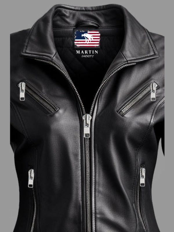 Women Dasha Designer Black Leather Jacket