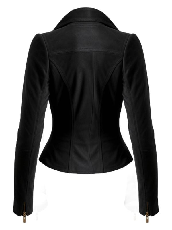 Women Lauren Black Suede Asymmetrical Designer Leather Jacket