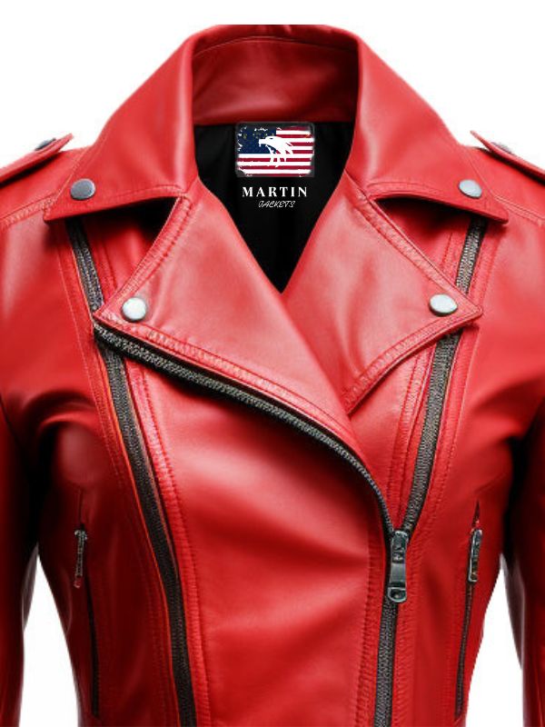 Women Red Leather Jacket